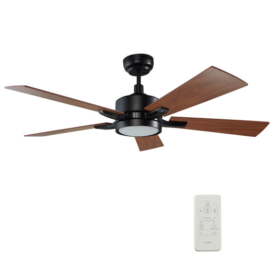 Carro APPLETON 52 inch 5-Blade Smart Ceiling Fan with LED Light Kit & Remote Control- Black/Dark Wood