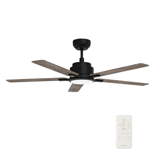 Carro ESPEAR 56 inch 5-Blade Smart Ceiling Fan with LED Light Kit & Remote - Black/Wood Grain Pattern (Reversible Blades)