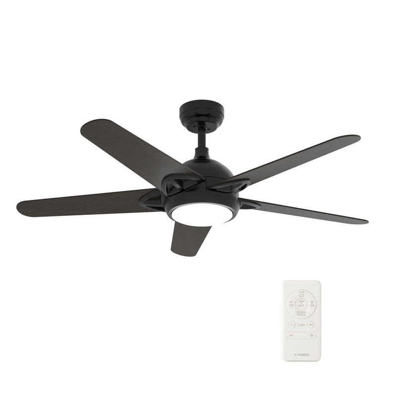 Carro SOLASTA 56 inch 5-Blade Smart Ceiling Fan with LED Light Kit & Remote - Black/Dark Wood fan blades