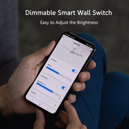 Carro MALTA Dimmable Light Smart Wall Switch For Ceiling Fans(1-Gang), Works with Amazon Alexa, Google Assistant, and Siri Shortcuts