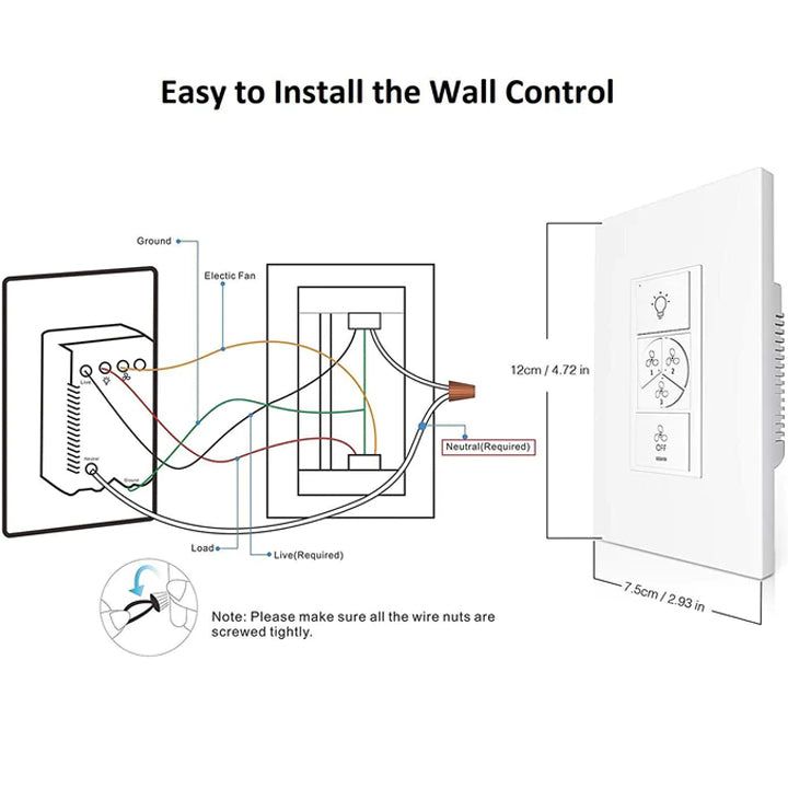 Carro RAIDEN 52 inch 3-Blade Flush Mount Smart Ceiling Fan with LED Light Kit & Smart Wall Switch - White/White fan blades