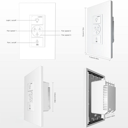 Carro Home Pilot Smart Wall Switch For Ceiling Fans(2-Gang), Works with Amazon Alexa, Google Assistant, and Siri Shortcuts