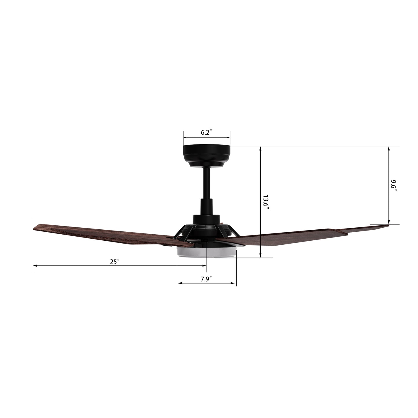 Carro WOODROW 52 inch 5-Blade Smart Ceiling Fan with LED Light Kit & Remote - Black/Dark Wood