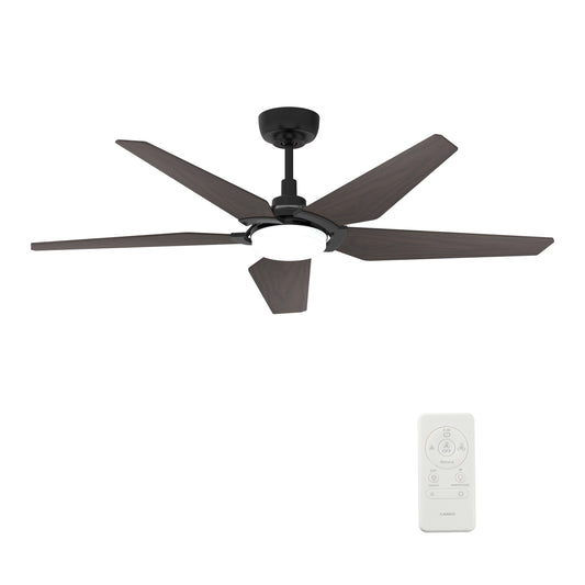 Carro WOODROW 52 inch 5-Blade Smart Ceiling Fan with LED Light Kit & Remote - Black/Dark Wood