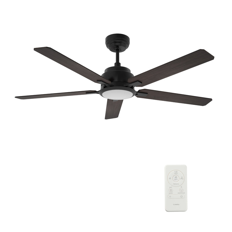 Carro USA ESPEAR 52 inch 5-Blade Smart Ceiling Fan with LED Light Kit & Remote - Black/Walnut Pattern fan blades