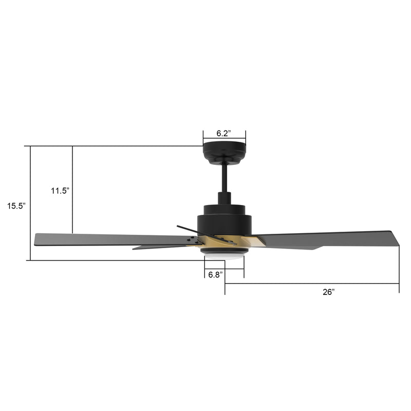 Carro ASCENDER 52'' 5-Blade Smart Ceiling Fan with LED Light & Remote Control - Gold/Dark Wood