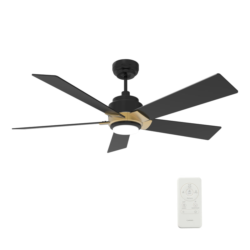 Carro ASCENDER 52'' 5-Blade Smart Ceiling Fan with LED Light & Remote Control - Gold/Dark Wood