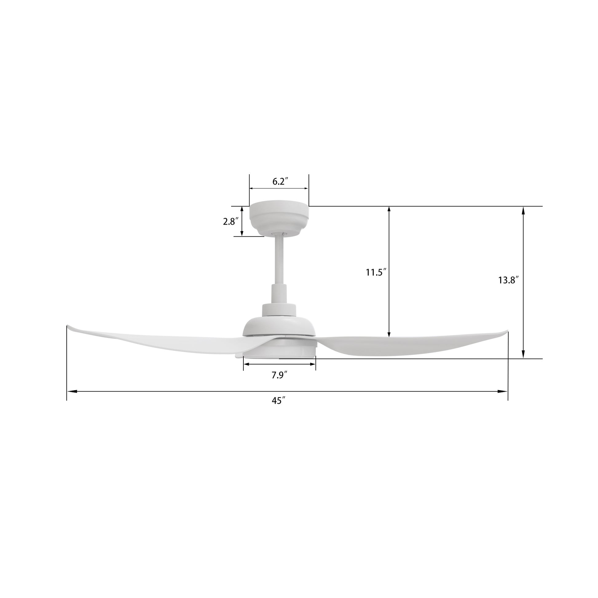 Carro DAFFODIL 45 inch 3-Blade Smart Ceiling Fan with LED Light Kit and Remote - White/White