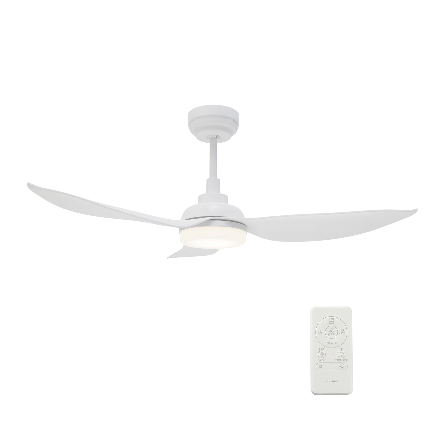 Carro DAFFODIL 45 inch 3-Blade Smart Ceiling Fan with LED Light Kit and Remote - White/White