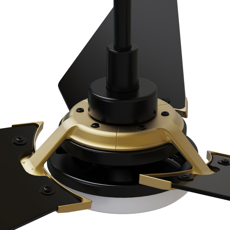 Carro USA KAJ 52 inch 3-Blade Smart Ceiling Fan with LED Light Kit & Remote-Black/Black (Gold Details) fan blades