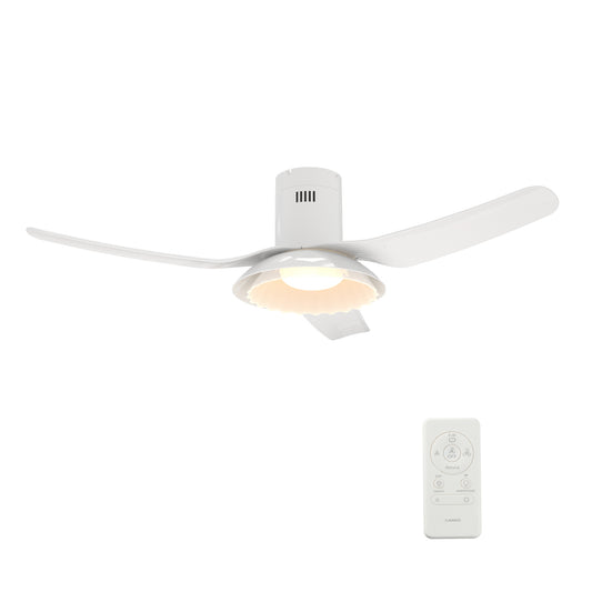 Carro DAFFODIL 52 inch 3-Blade Flush Mount Smart Ceiling Fan with LED Light Kit and Remote - White/White