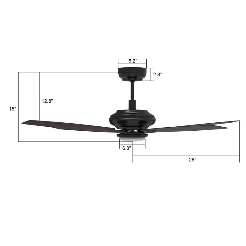 Carro SONDER 52 inch 5-Blade Smart Ceiling Fan with LED Light Kit & Remote - Black/Dark Wood fan blades