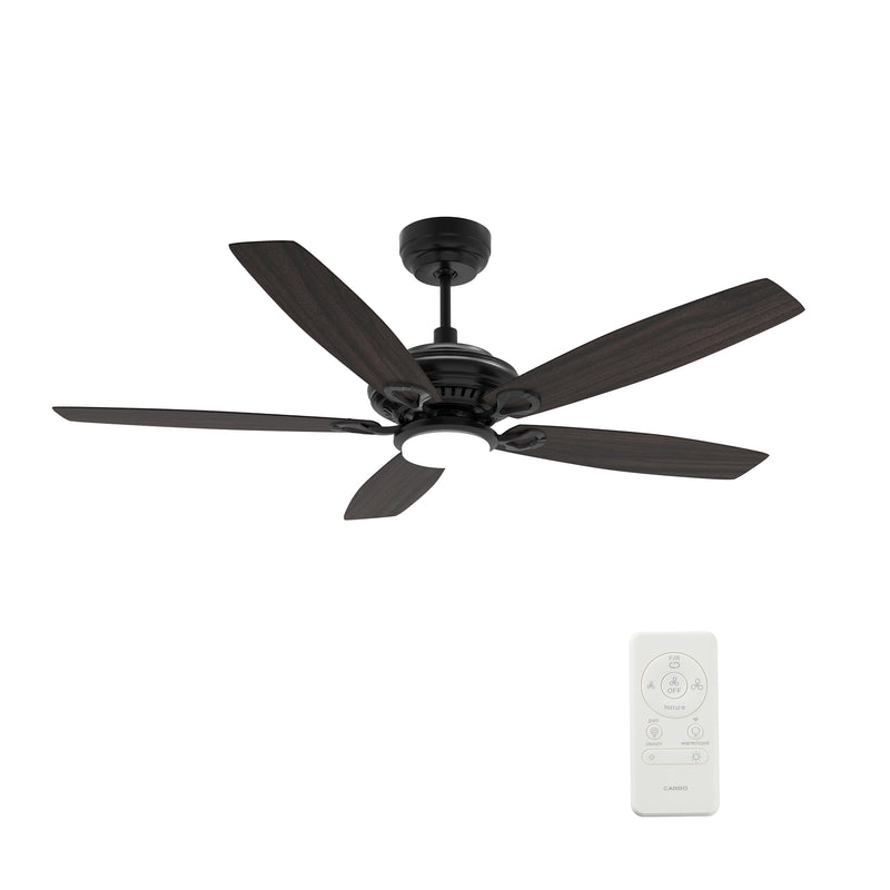 Carro SONDER 52 inch 5-Blade Smart Ceiling Fan with LED Light Kit & Remote - Black/Dark Wood fan blades