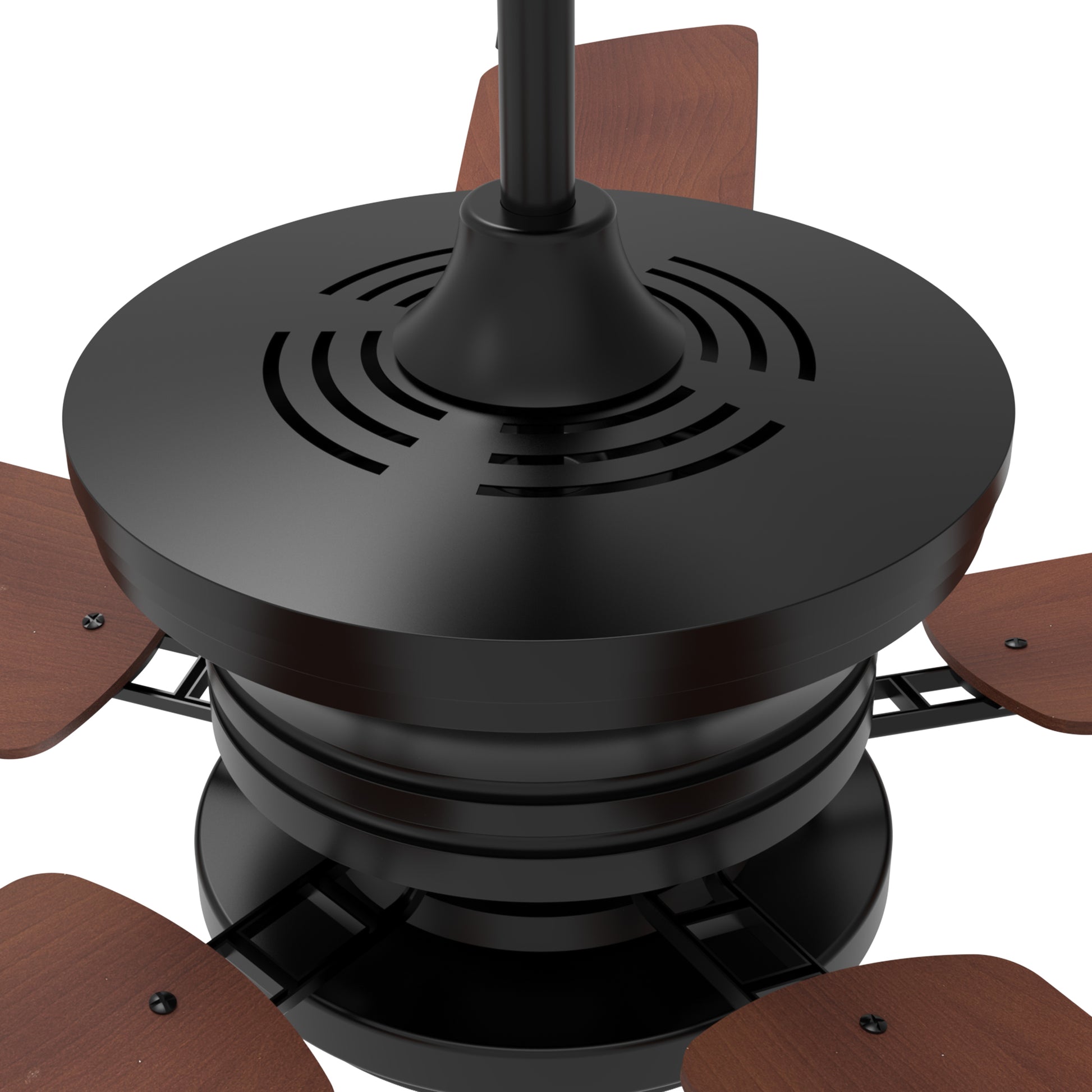 Carro Home GLADIOLUS 52 inch 5-Blade Indoor/Outdoor Smart Ceiling Fan with LED Light Kit & Remote - Black/Wooden Pattern fan blades