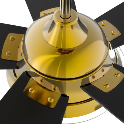 Carro JOURNEY 52 inch 5-Blade Smart Ceiling Fan with LED Light Kit & Remote - Gold/Black fan blades