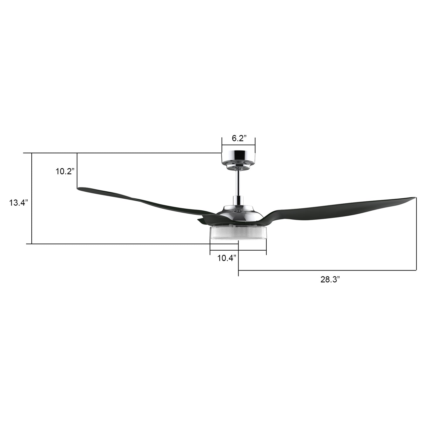 Carro FLETCHER 56 inch 3-Blade Smart Ceiling Fan with LED Light Kit & Remote - Silver/Black fan blades
