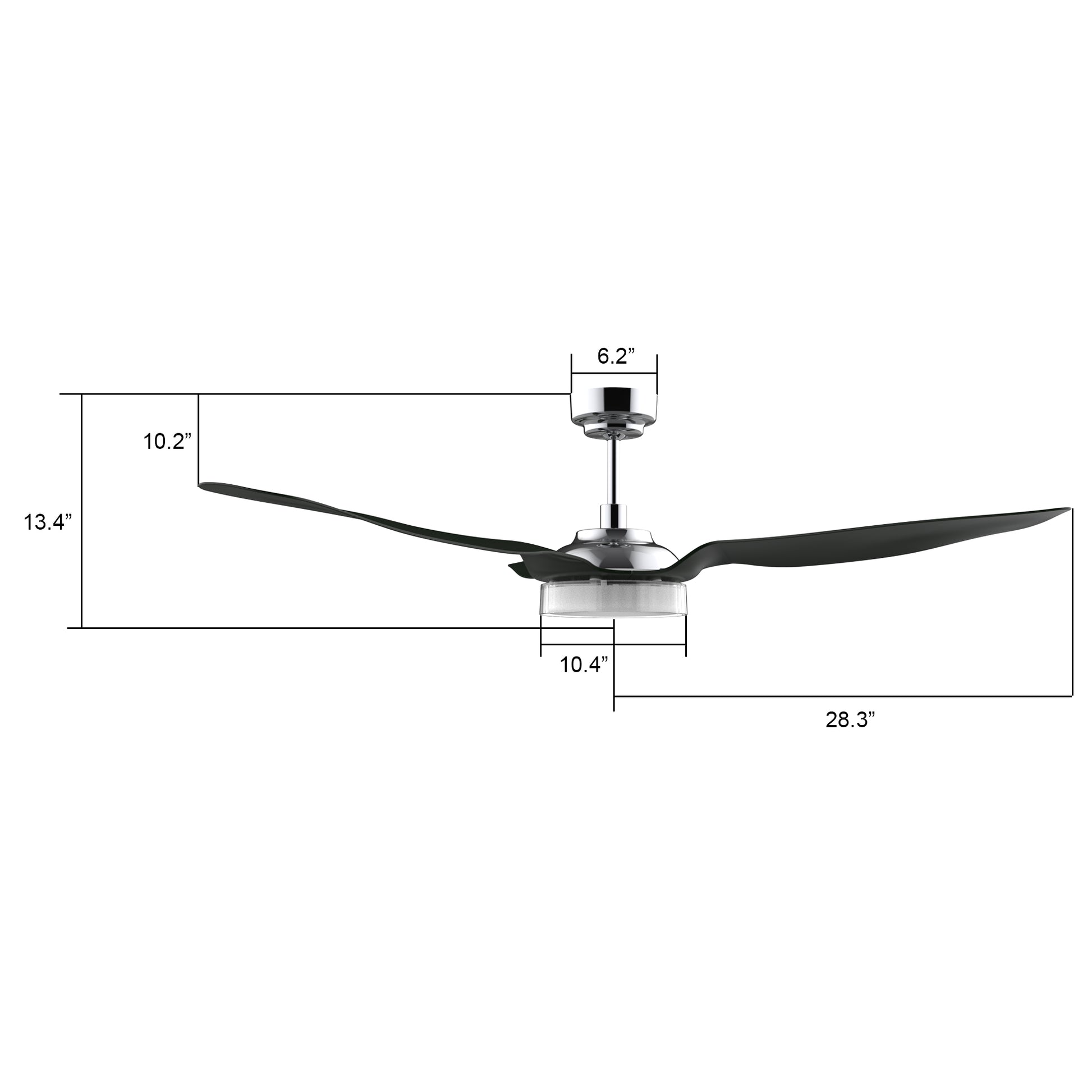 Carro FLETCHER 56 inch 3-Blade Smart Ceiling Fan with LED Light Kit & Remote - Silver/Black fan blades