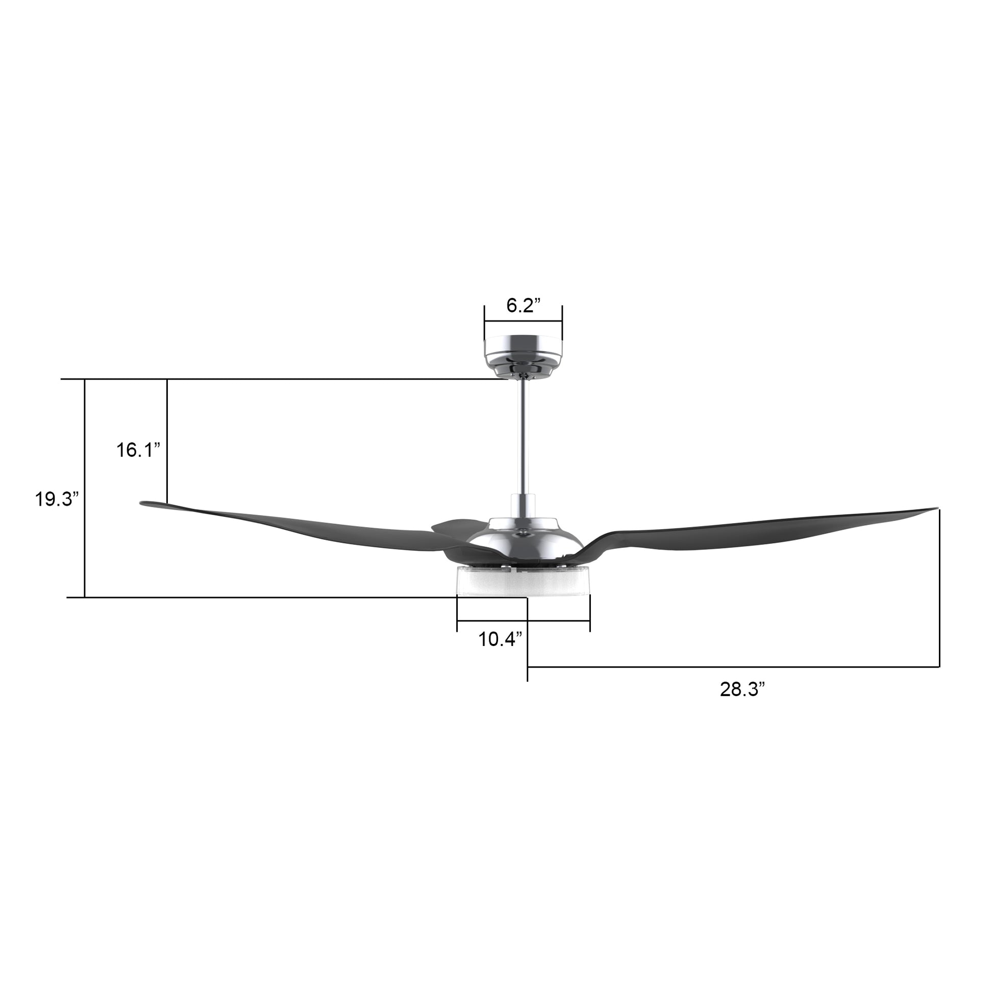 Carro FLETCHER 56 inch 3-Blade Smart Ceiling Fan with LED Light Kit & Remote - Silver/Black fan blades