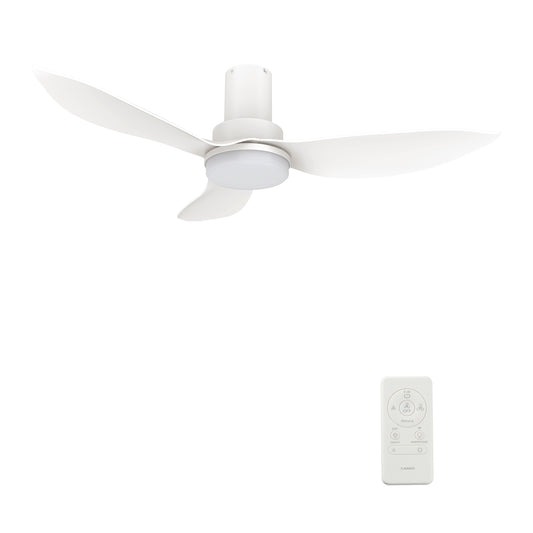 Carro RYNA 36 inch 3-Blade Flush Mount Smart Ceiling Fan with LED Light Kit & Remote- White/White