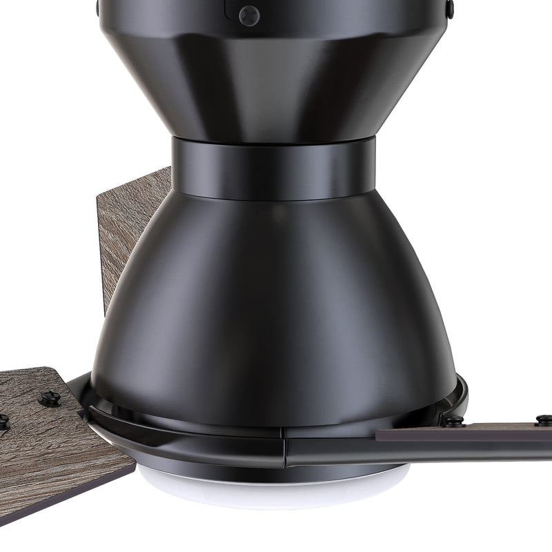 Carro CALEN 44 inch 3-Blade Flush Mount Smart Ceiling Fan with LED Light Kit & Remote Control- Black/Natural Oak