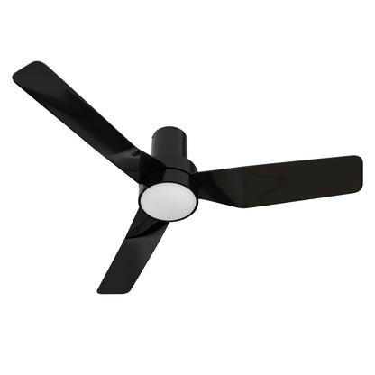 Carro PORTER 44 inch 3-Blade Flush Mount Smart Ceiling Fan with LED Light Kit & Remote- Black/Black
