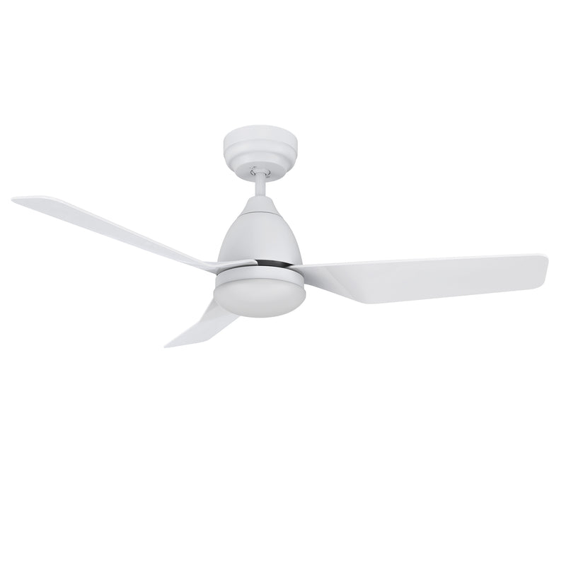 Carro Home ROQUE 44 inch 3-Blade Smart Ceiling Fan with LED Light Kit & Remote - White/White