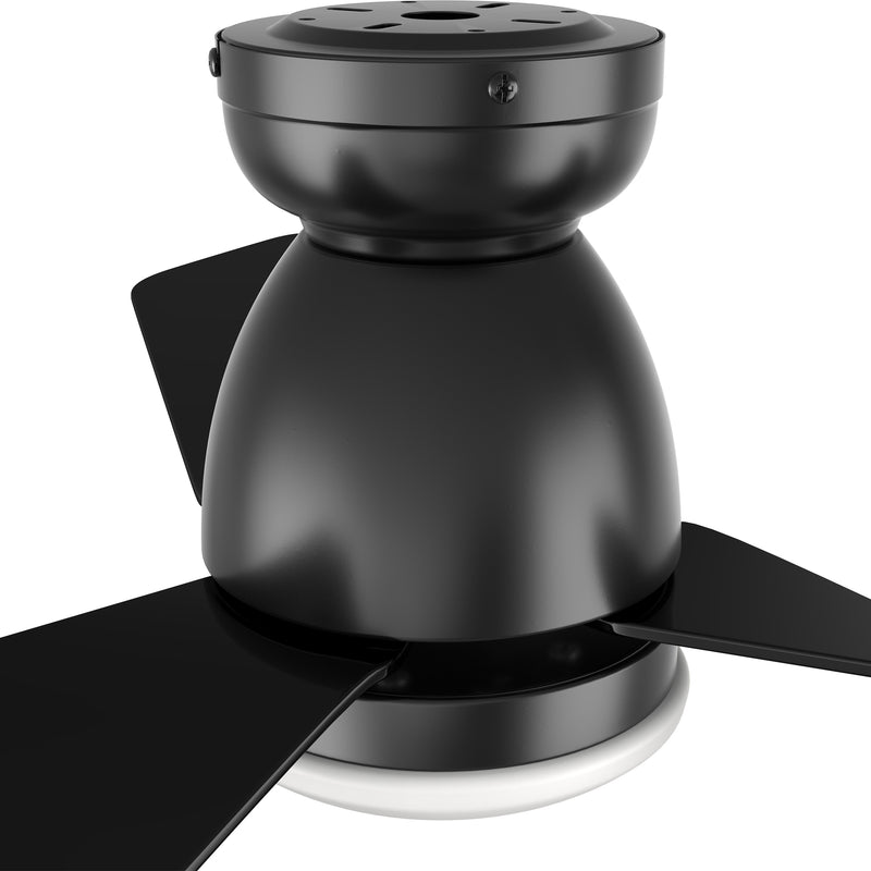 Carro USA KENSEE 44 inch 3-Blade Flush Mount Smart Ceiling Fan with LED Light Kit & Remote - Black/Black