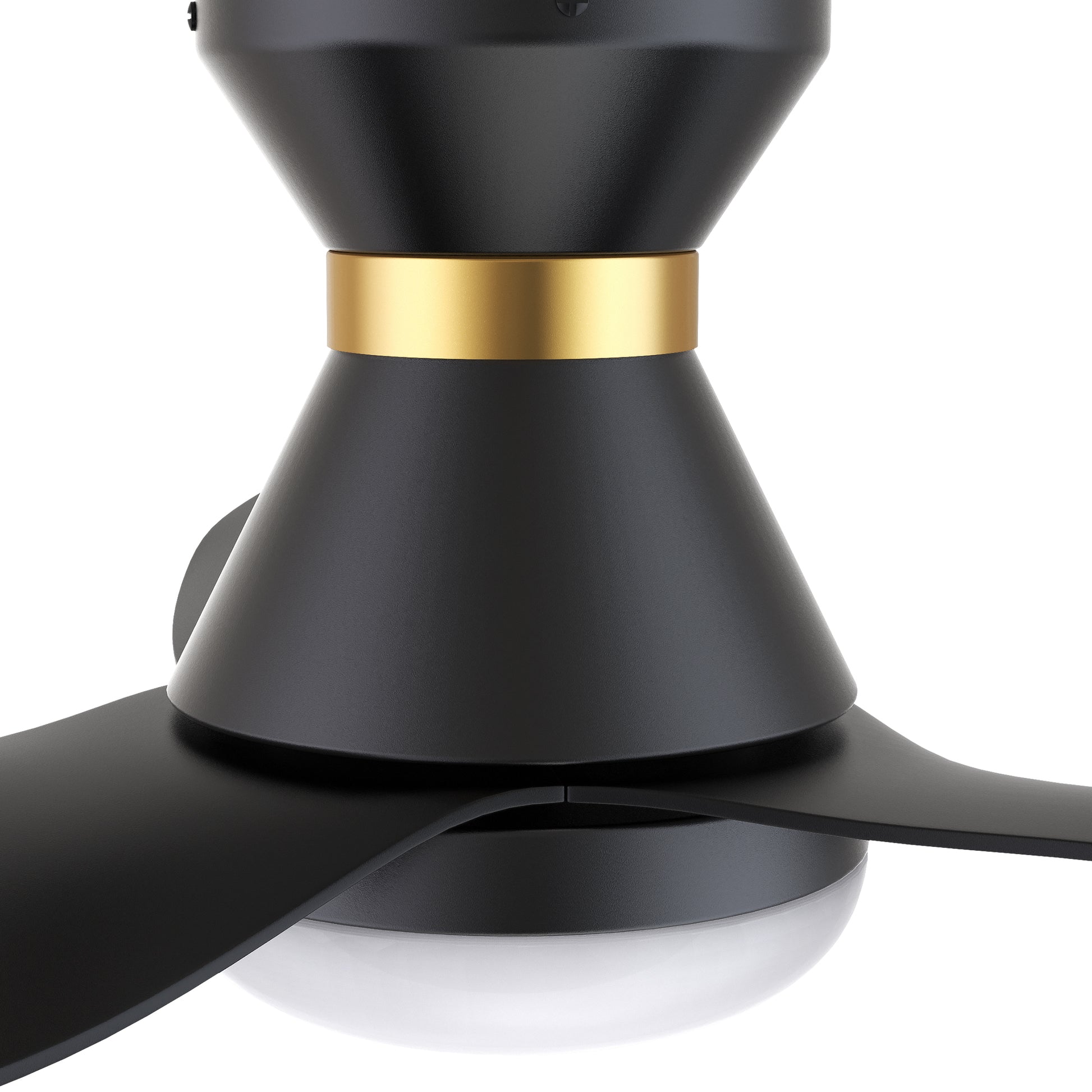 Carro RYATT 45 inch 3-Blade Flush Mount Smart Ceiling Fan with LED Light Kit & Remote- Black/Black (Gold Detail)