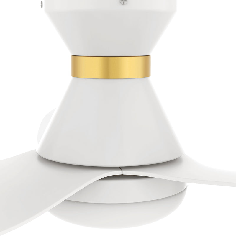 Carro RYATT 45 inch 3-Blade Flush Mount Smart Ceiling Fan with LED Light Kit & Remote- White/White (Gold Detail)