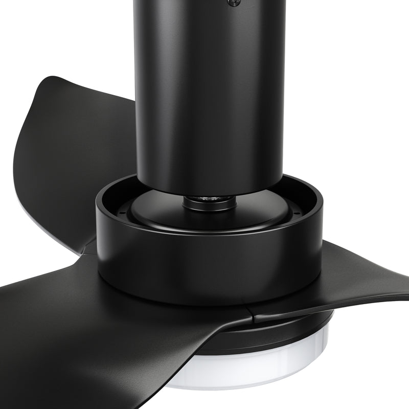 Carro RYNA 45 inch 3-Blade Flush Mount Smart Ceiling Fan with LED Light Kit & Remote- Black/Black
