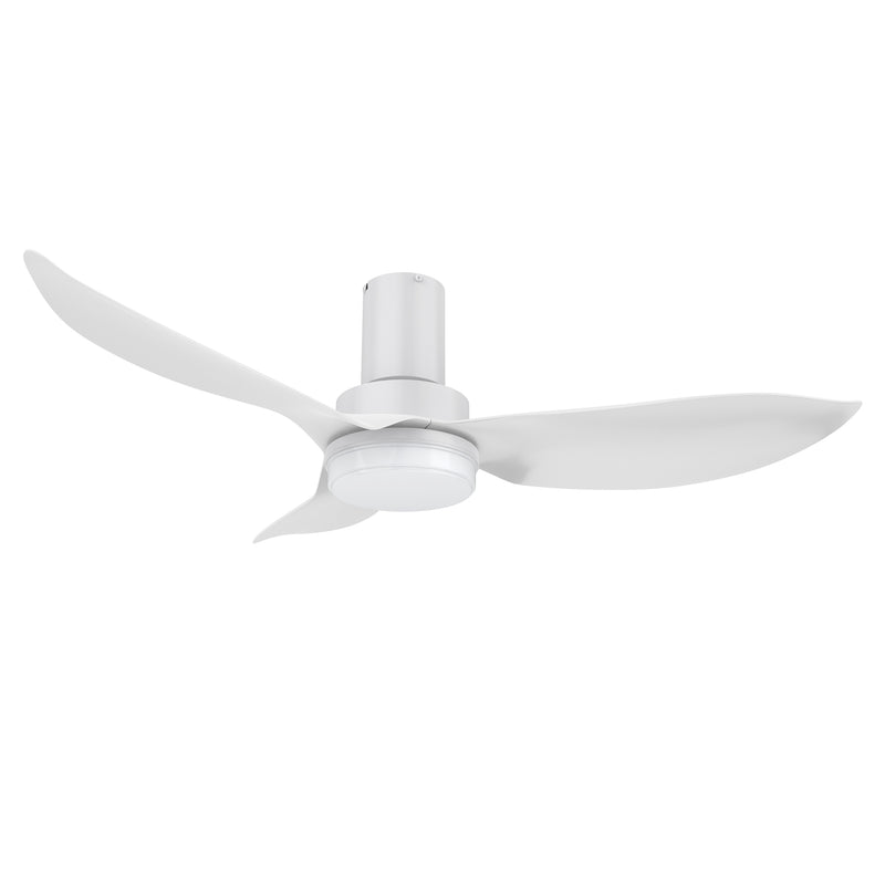 Carro RYNA 45 inch 3-Blade Flush Mount Smart Ceiling Fan with LED Light Kit & Remote- White/White