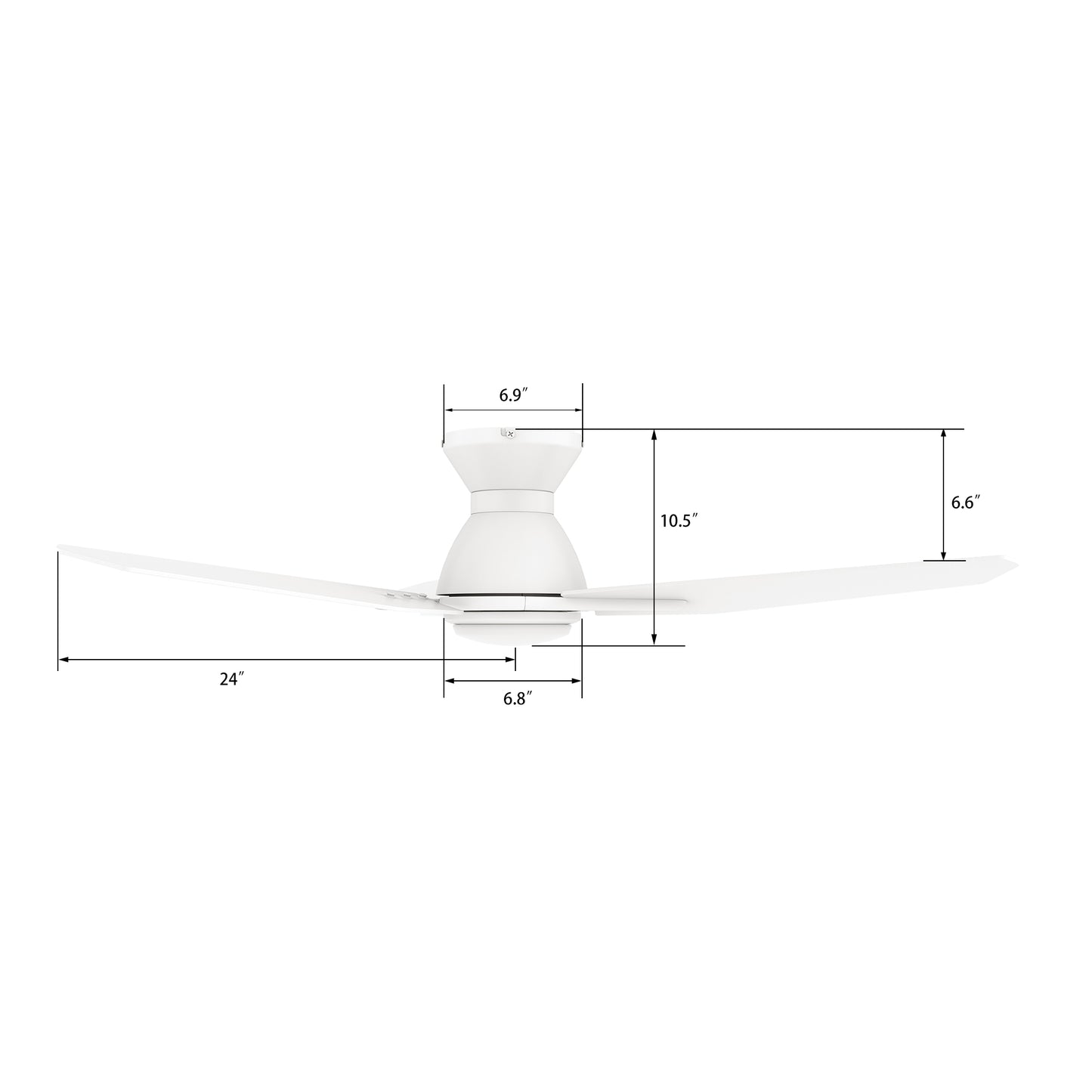 Carro CALEN 48 inch 3-Blade Flush Mount Smart Ceiling Fan with LED Light Kit & Remote Control- White/White
