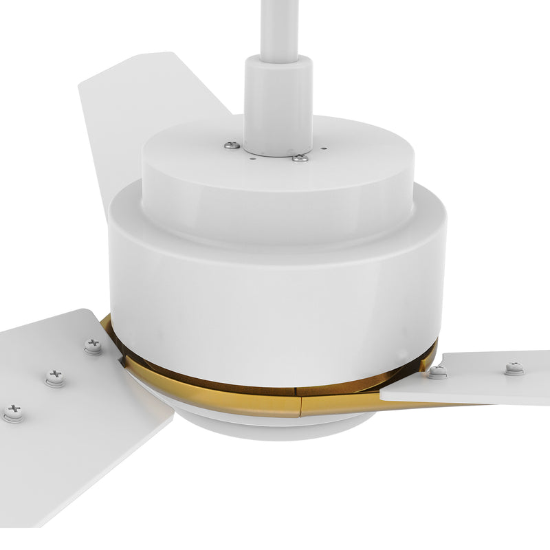 Carro USA TRACER 48 inch 3-Blade Smart Ceiling Fan with LED Light Kit & Remote Control- White/White (Gold Detail) fan blades