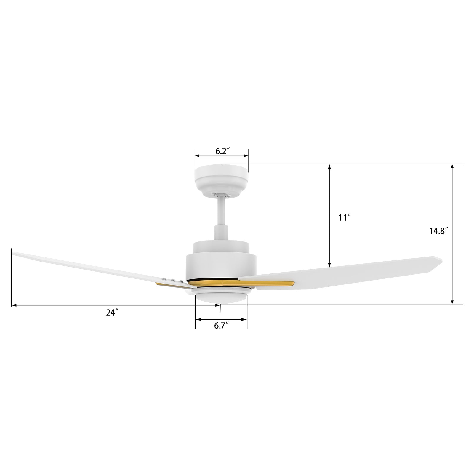 CALEN 48 inch 3-Blade Smart Ceiling Fan with LED Light Kit & Remote Co