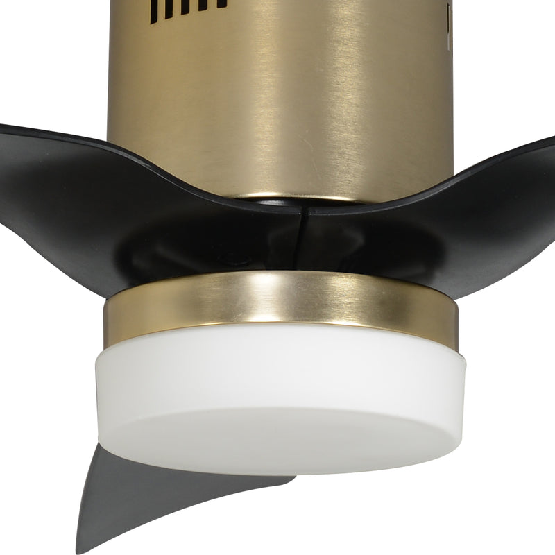 Carro USA SPEZIA 48 inch 3-Blade Flush Mount Smart Ceiling Fan with LED Light Kit & Remote - Gold/Black fan blades