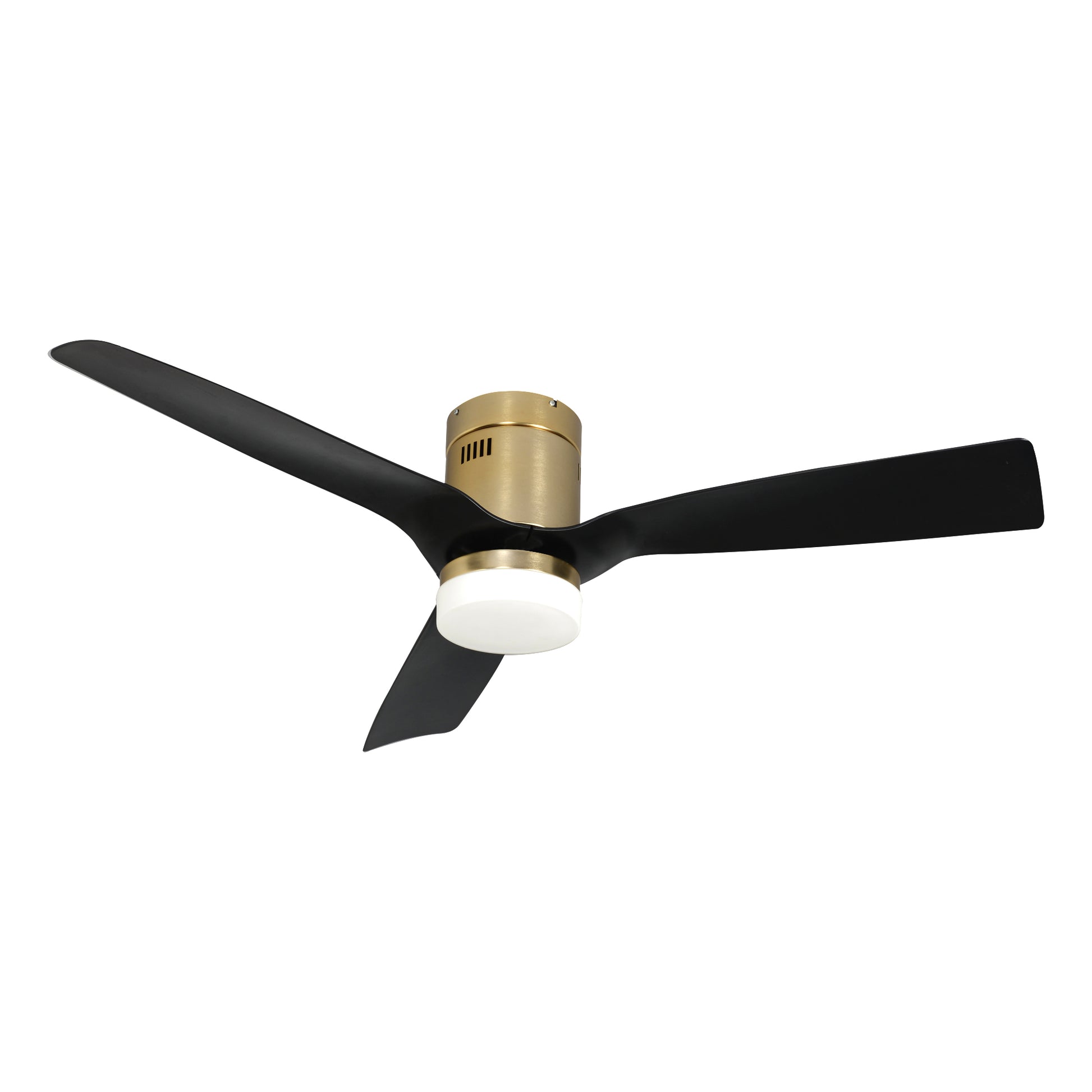 Carro USA SPEZIA 48 inch 3-Blade Flush Mount Smart Ceiling Fan with LED Light Kit & Remote - Gold/Black fan blades