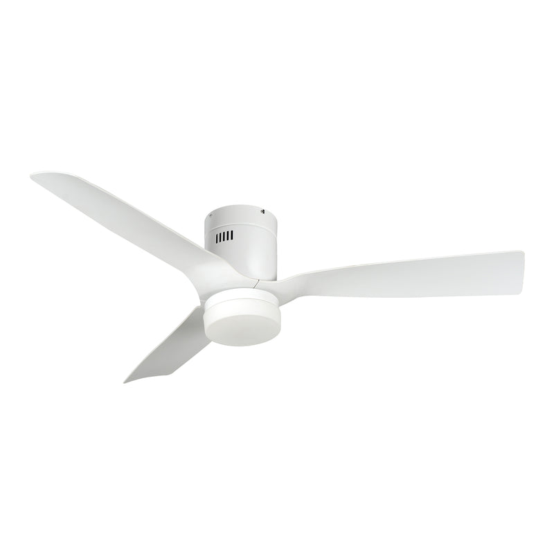 Carro Home SPEZIA 48 inch 3-Blade Flush Mount Smart Ceiling Fan with LED Light Kit & Remote - White/White fan blades