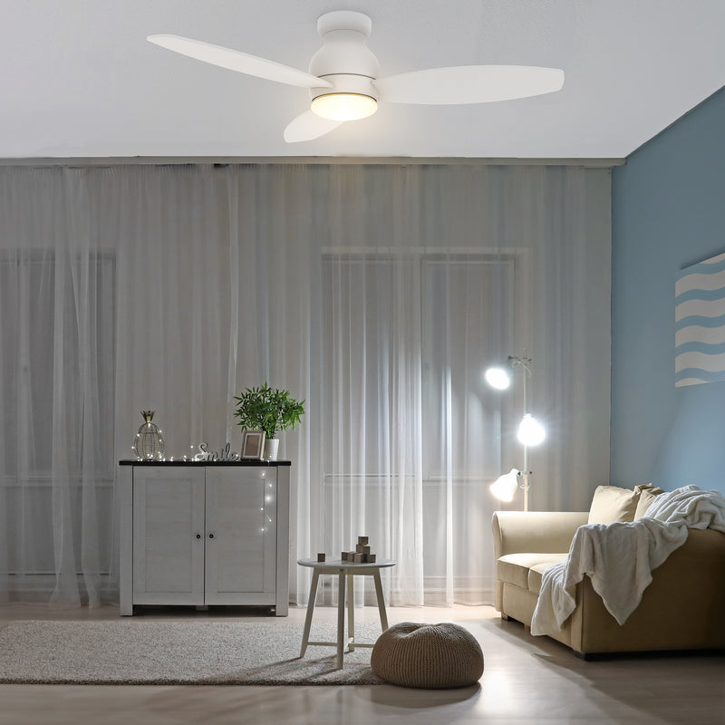 Carro Home TRENTO 48 inch 3-Blade Smart Ceiling Fan with LED Light Kit & Remote - White/White fan blades