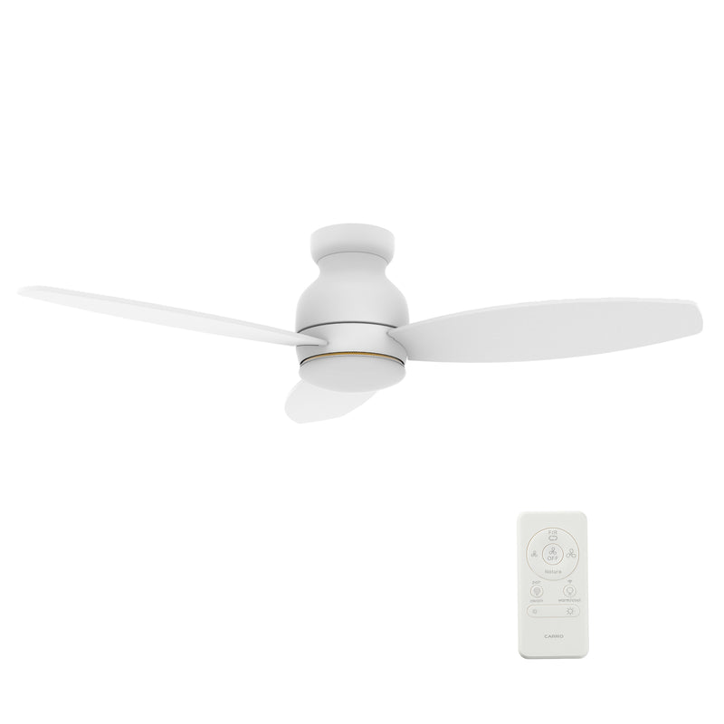 Carro Home TRENTO 48 inch 3-Blade Smart Ceiling Fan with LED Light Kit & Remote - White/White fan blades