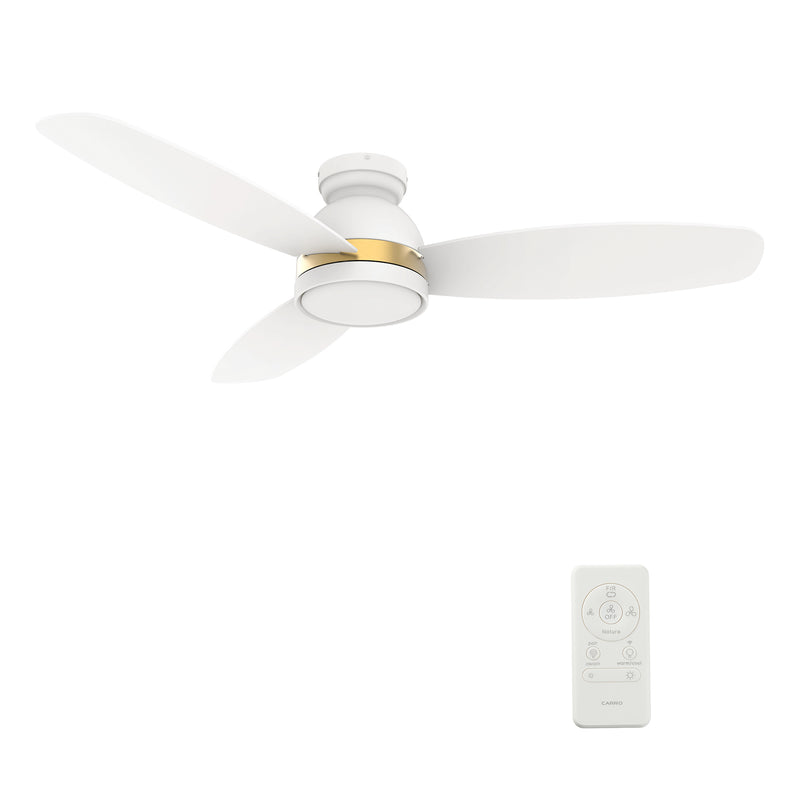 Carro FREMONT 48 inch 3-Blade Flush Mount Smart Ceiling Fan with LED Light Kit & Remote- White/White