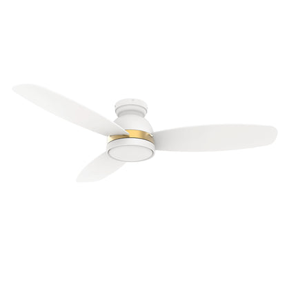Carro FREMONT 48 inch 3-Blade Flush Mount Smart Ceiling Fan with LED Light Kit & Remote- White/White