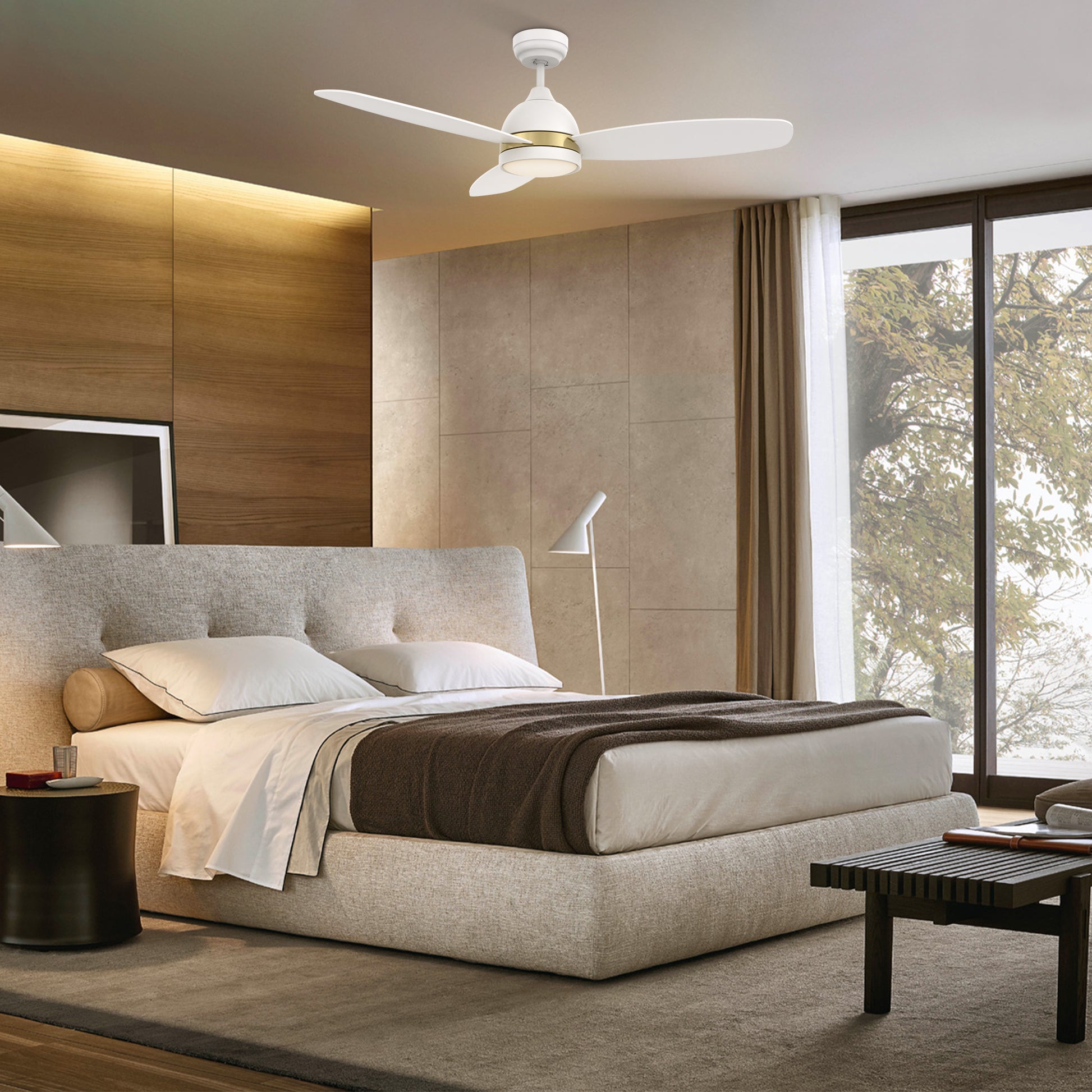 Carro FREMONT 48 inch 3-Blade Smart Ceiling Fan with LED Light Kit & Remote- White/White