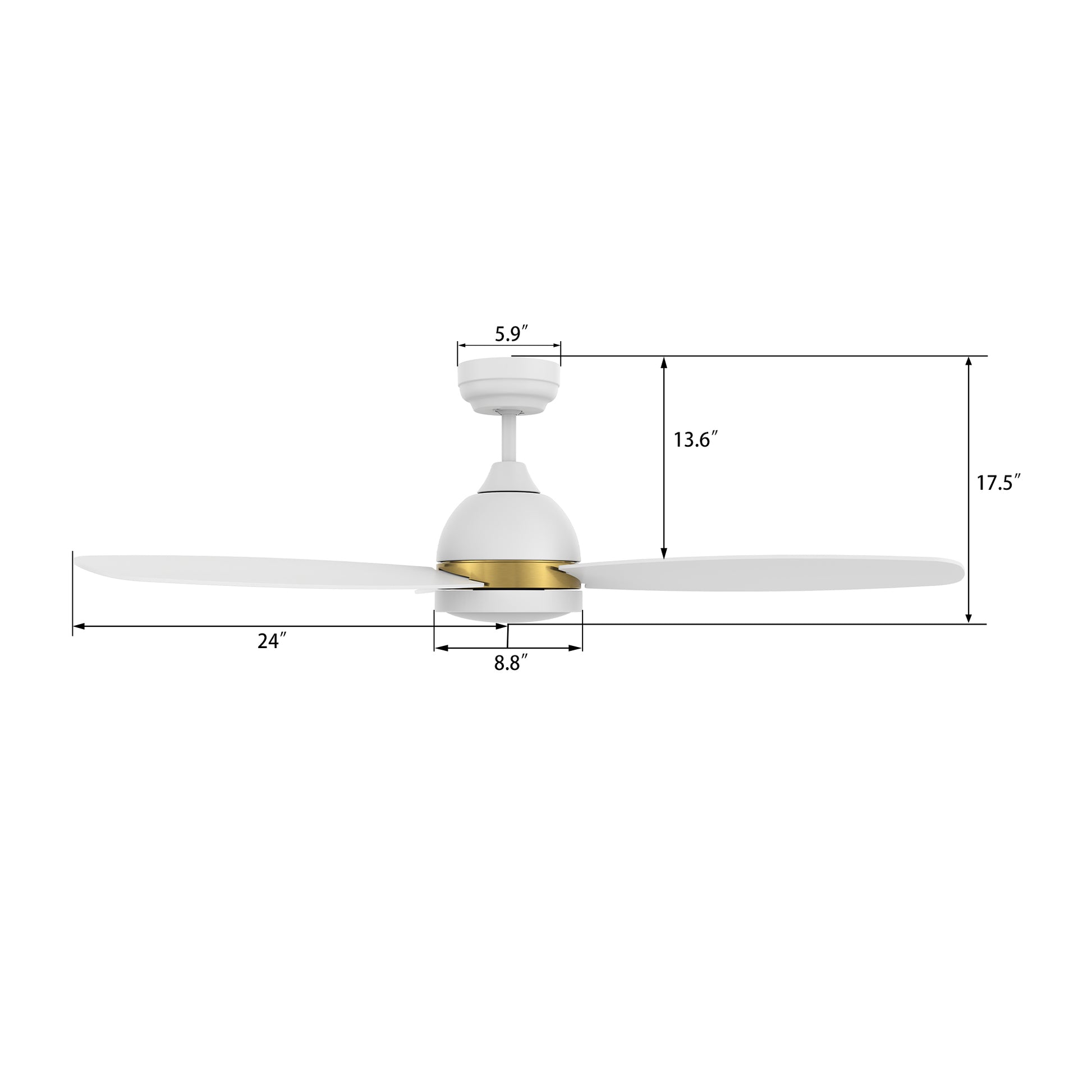 Carro FREMONT 48 inch 3-Blade Smart Ceiling Fan with LED Light Kit & Remote- White/White