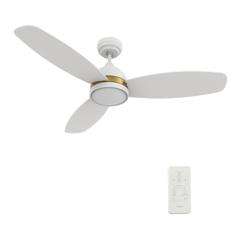 Carro FREMONT 48 inch 3-Blade Smart Ceiling Fan with LED Light Kit & Remote- White/White