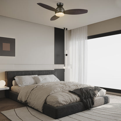 Carro HOBART 48 inch 3-Blade Flush Mount Smart Ceiling Fan with LED Light Kit & Remote- Black/Walnut & Barnwood (Reversible Blades)