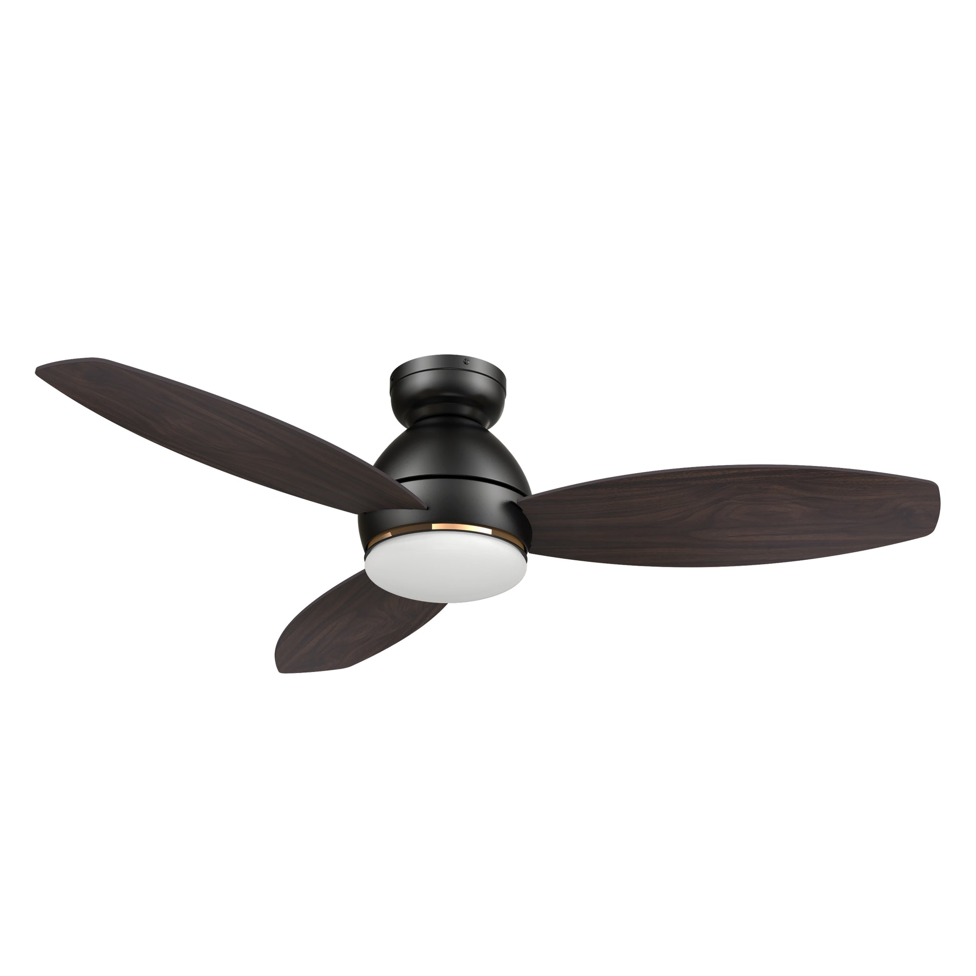 Carro HOBART 48 inch 3-Blade Flush Mount Smart Ceiling Fan with LED Light Kit & Remote- Black/Walnut & Barnwood (Reversible Blades)
