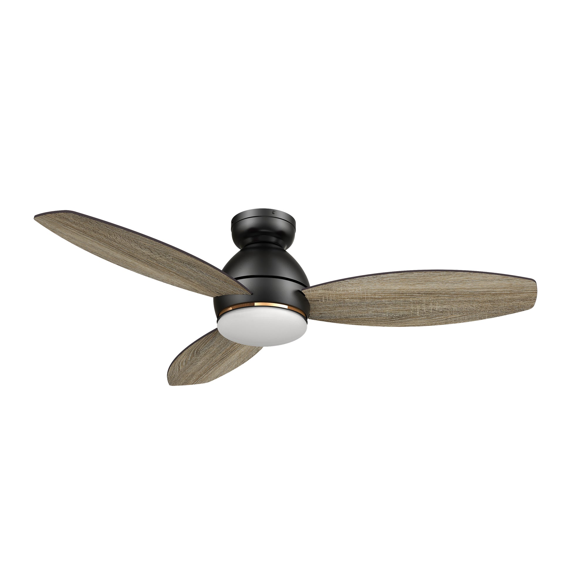 Carro HOBART 48 inch 3-Blade Flush Mount Smart Ceiling Fan with LED Light Kit & Remote- Black/Walnut & Barnwood (Reversible Blades)