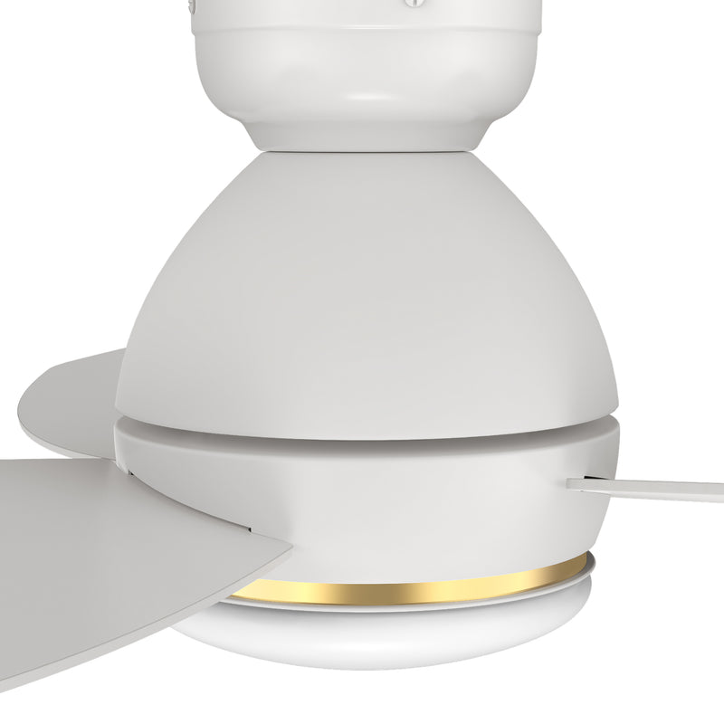 Carro HOBART 48 inch 3-Blade Flush Mount Smart Ceiling Fan with LED Light Kit & Remote- White/White