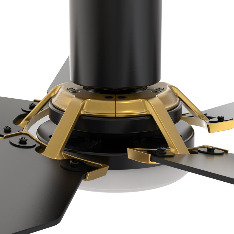 Carro WOODROW 48 inch 5-Blade Flush Mount Smart Ceiling Fan with LED Light Kit & Remote - Black/Black (Gold Detail)