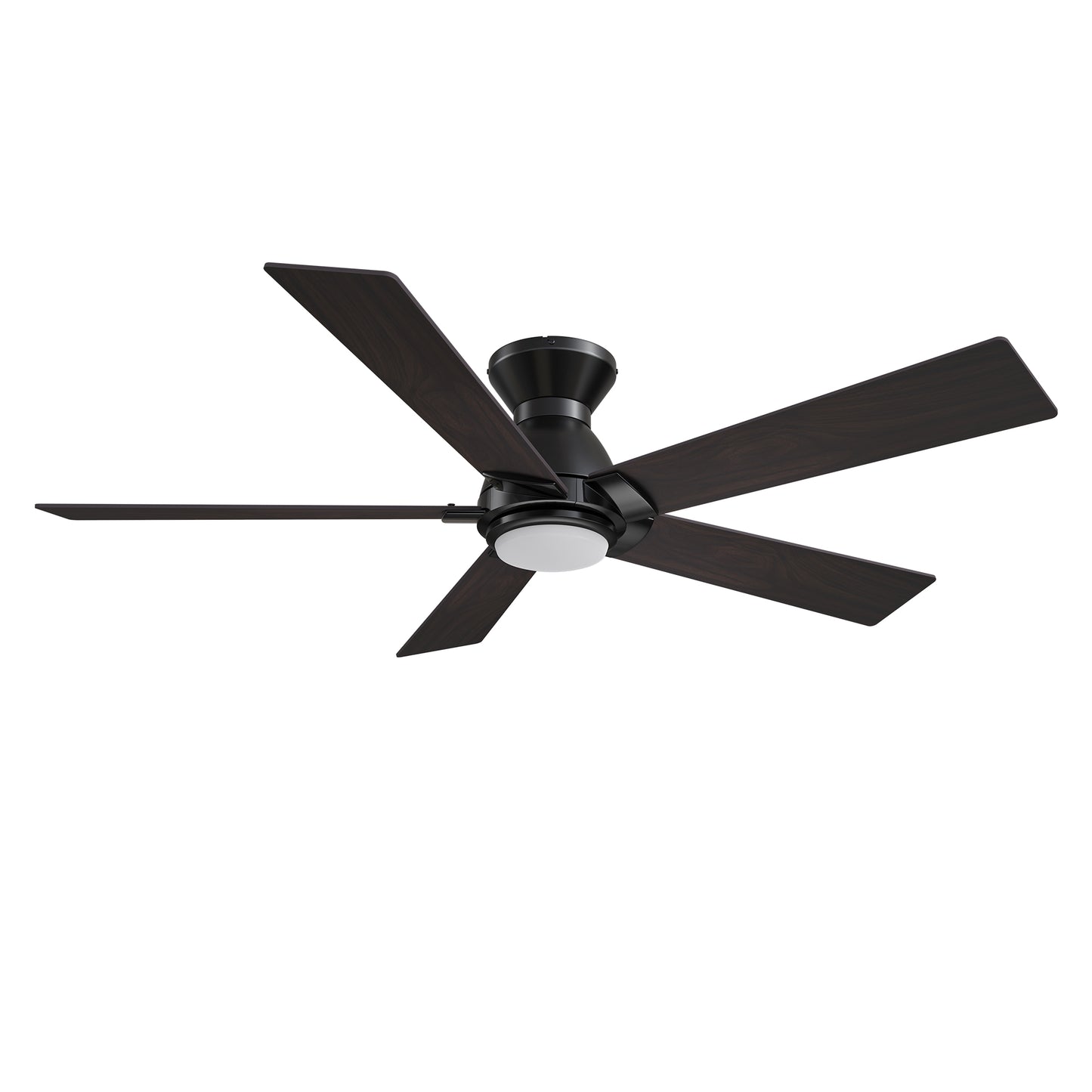 Carro ASCENDER 48 inch 5-Blade Flush Mount Smart Ceiling Fan with LED Light & Remote Control - Black/Walnut & Barnwood (Reversible Blades)